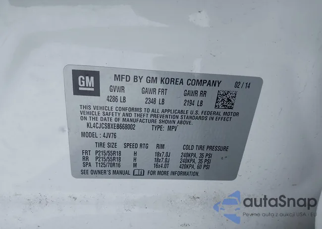 KL4CJCSBXEB668002: 41599538