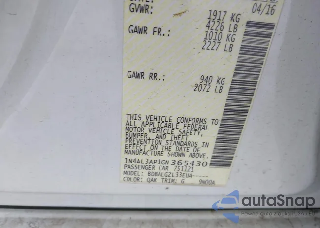 1N4AL3AP1GN365430: 41599561