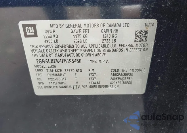 2GNALBEK4F6195450: 41600862