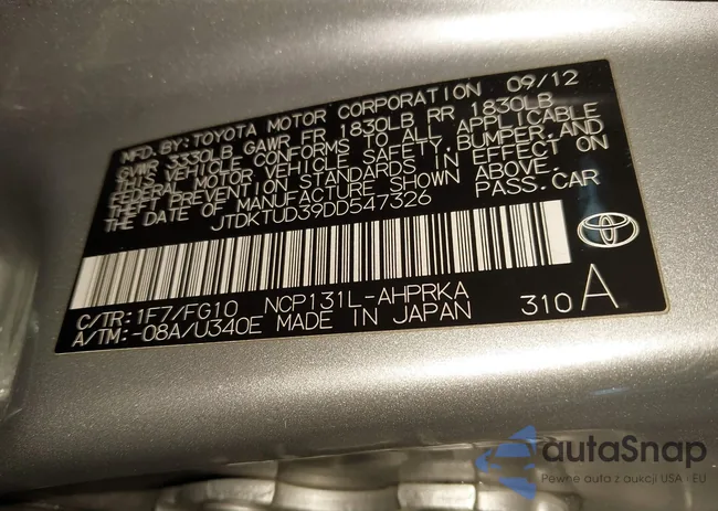 JTDKTUD39DD547326: 41600568