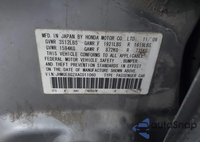 JHMGE8G2XAC011060: 41601879