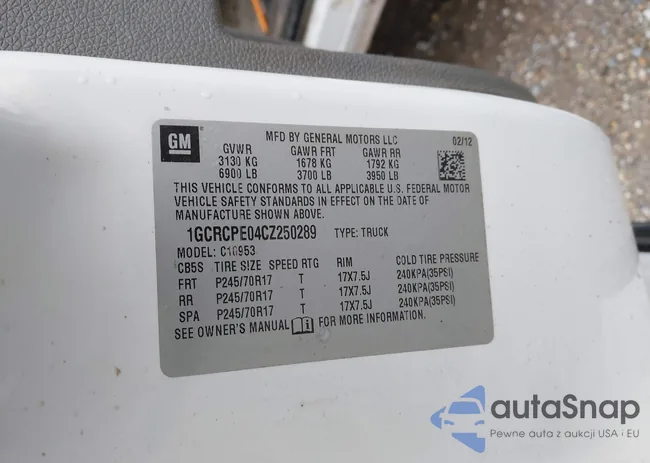 1GCRCPE04CZ250289: 41602960