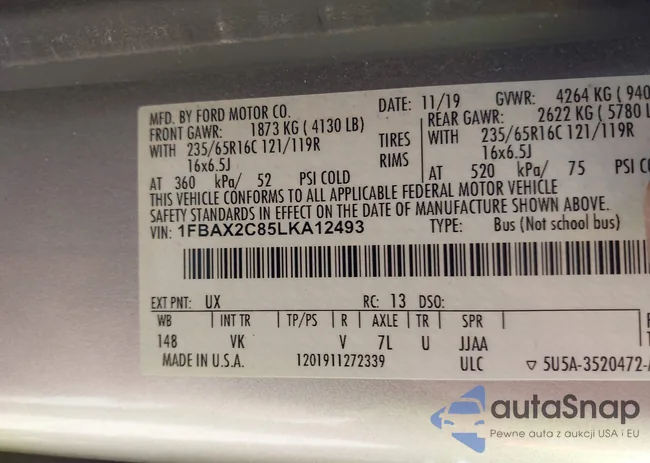 1FBAX2C85LKA12493: 41602542