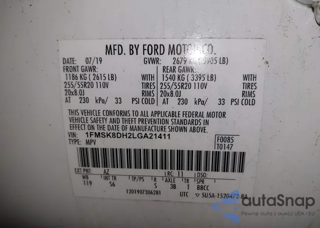 1FMSK8DH2LGA21411: 41605079