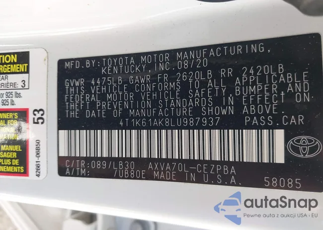 4T1K61AK8LU987937: 41604530