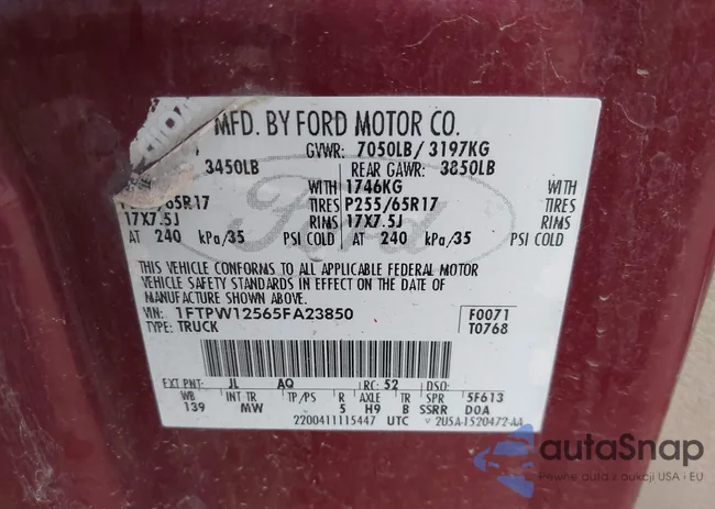 1FTPW12565FA23850: 41605788