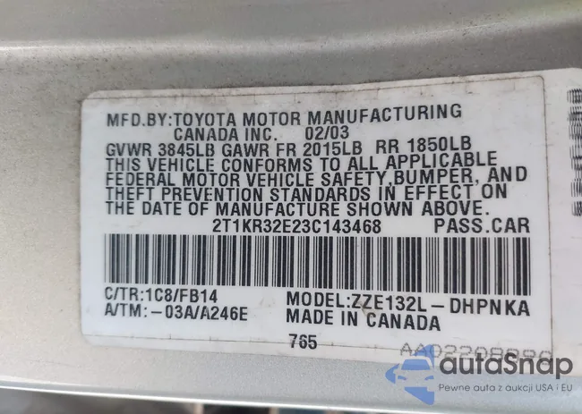 2T1KR32E23C143468: 41606963