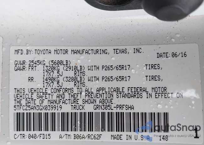 5TFCZ5AN3GX039919: 41607382