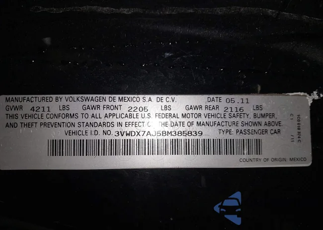 3VWDX7AJ5BM385839: 41607470