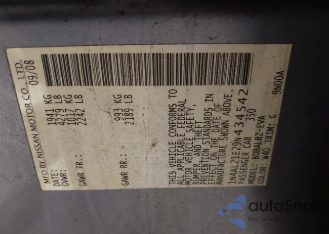 1N4AL21E29N434542: 41610187