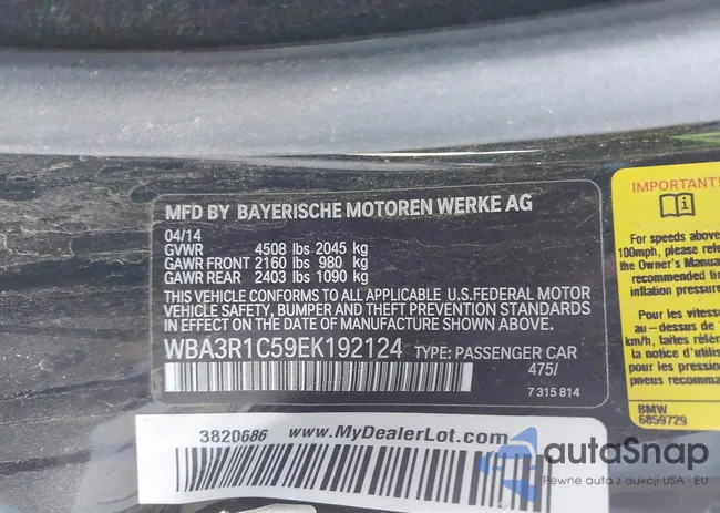 WBA3R1C59EK192124: 41612794