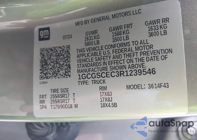 1GCGSCEC3R1239546: 41615052