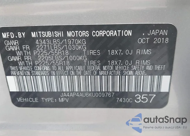 JA4AP4AU6KU009767: 41615084