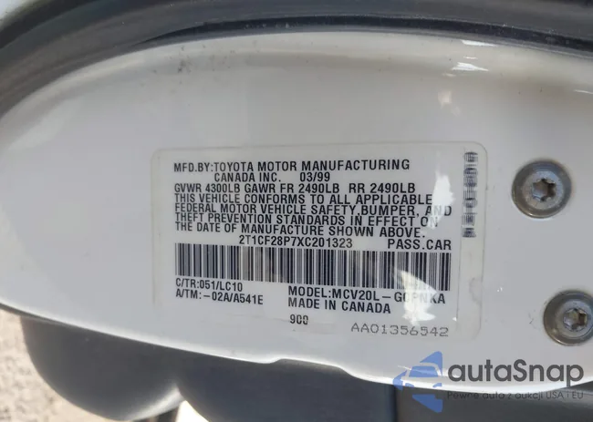 2T1CF28P7XC201323: 41616018