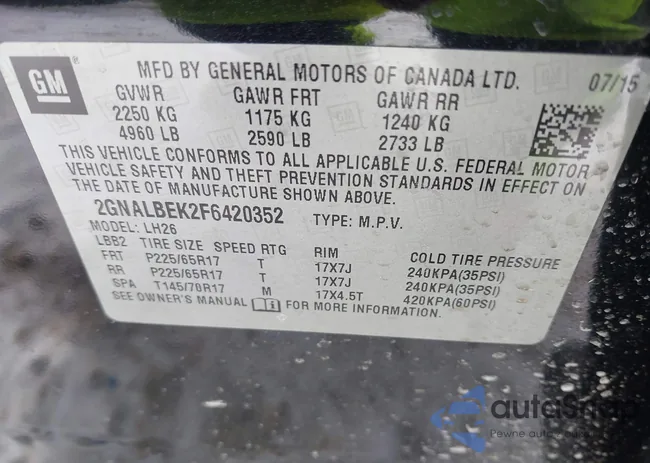 2GNALBEK2F6420352: 41617008