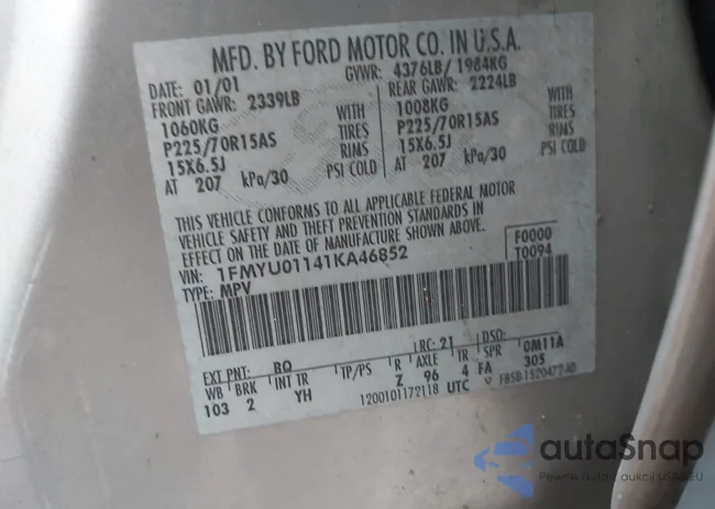 1FMYU01141KA46852: 41616606