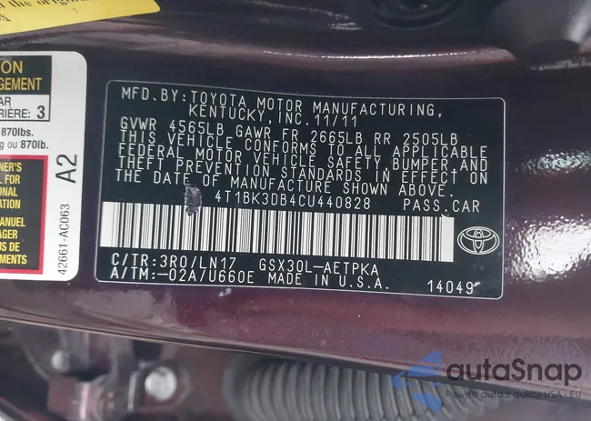 4T1BK3DB4CU440828: 41617903