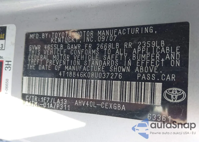 4T1BB46K08U037276: 41619334