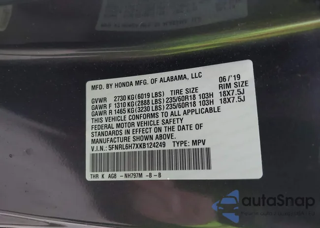 5FNRL6H7XKB124249: 41623034