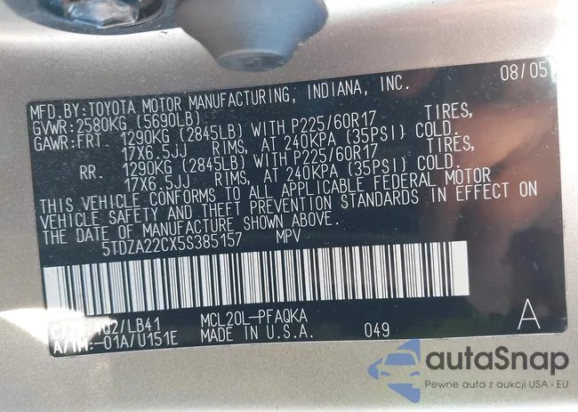 5TDZA22CX5S385157: 41622454