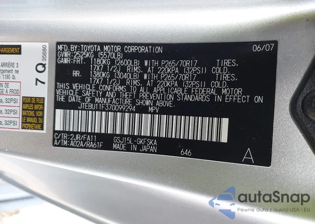 JTEBU11F370099294: 41624135