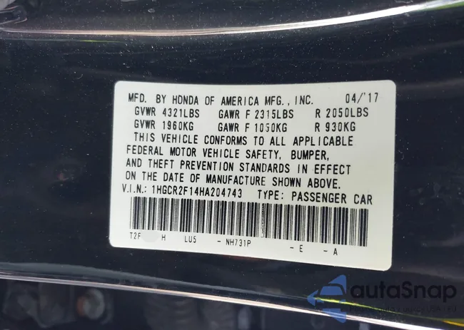 1HGCR2F14HA204743: 41623403