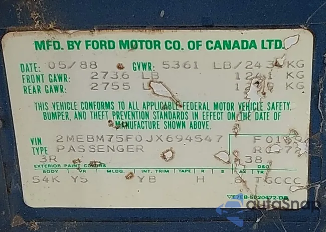 2MEBM75F0JX694547: 41625011