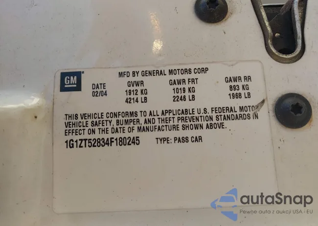 1G1ZT52834F180245: 41625038