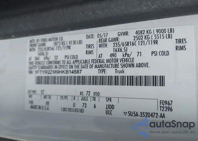 1FTYR2ZM9HKB14587: 41625217