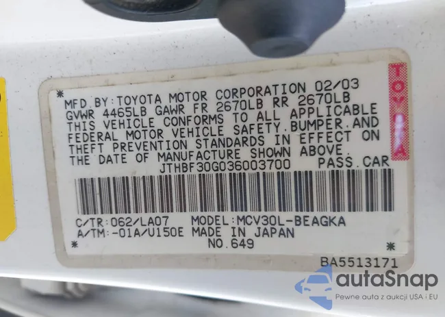 JTHBF30G036003700: 41626640