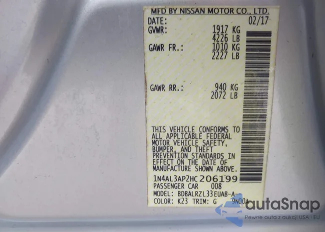 1N4AL3AP2HC206199: 41626267