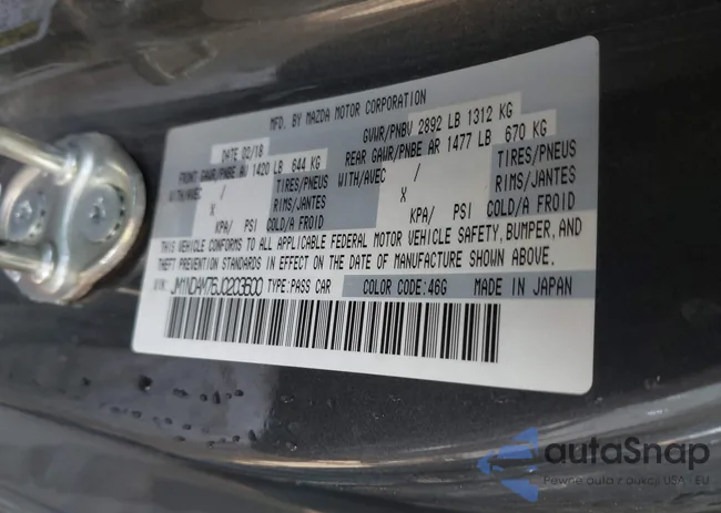 JM1NDAM76J0203600: 41628639