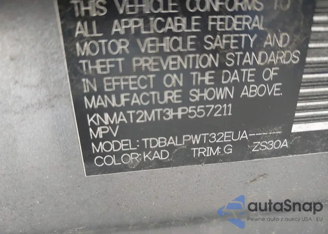 KNMAT2MT3HP557211: 41630119