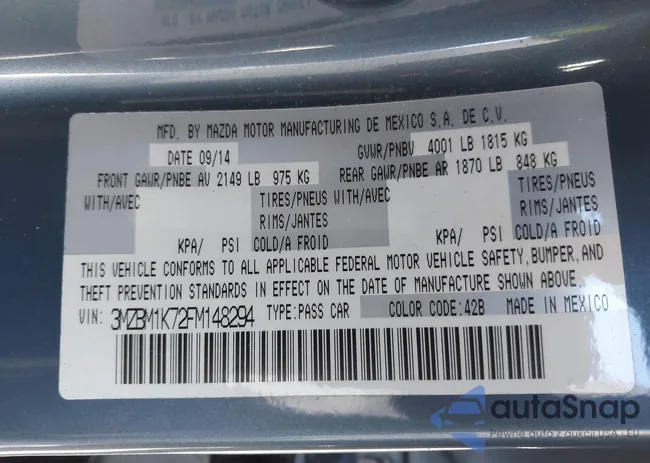 3MZBM1K72FM148294: 41629429