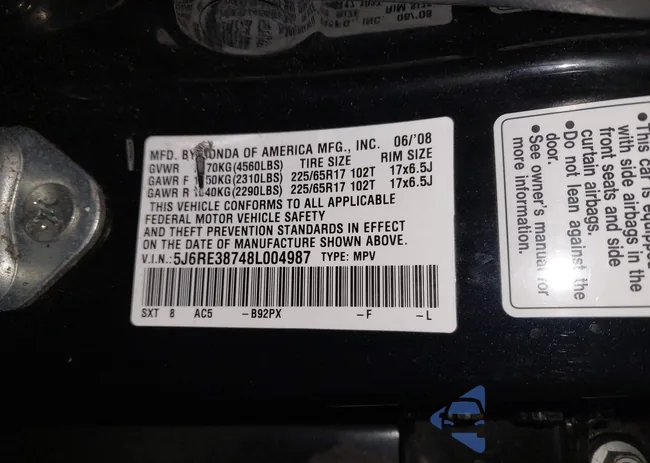 5J6RE38748L004987: 41630284
