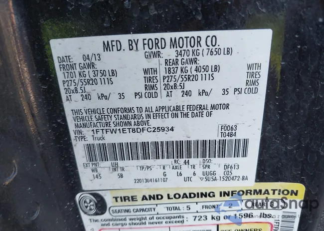 1FTFW1ET8DFC25934: 41631942