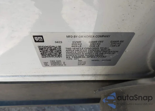 KL79MRSL3PB177192: 41632860