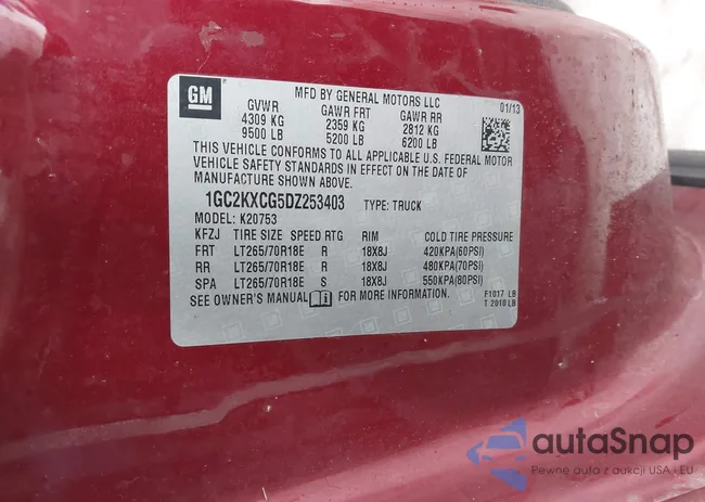 1GC2KXCG5DZ253403: 41632891