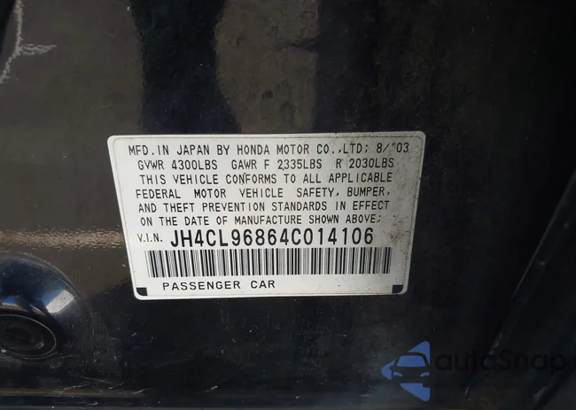 JH4CL96864C014106: 41633135