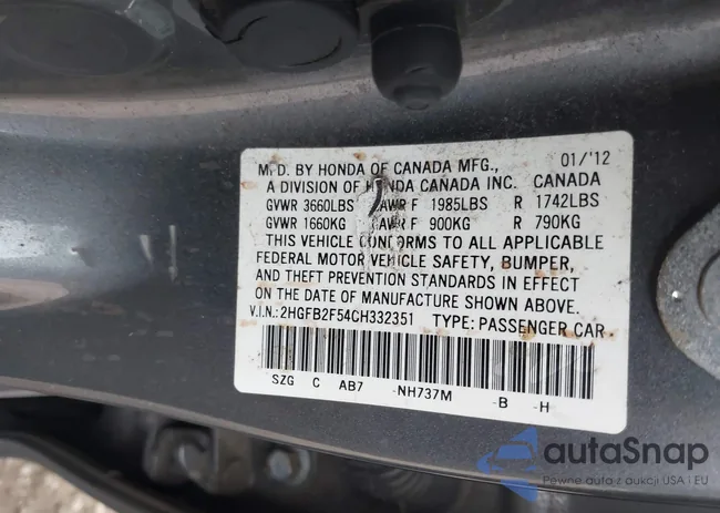 2HGFB2F54CH332351: 41632235