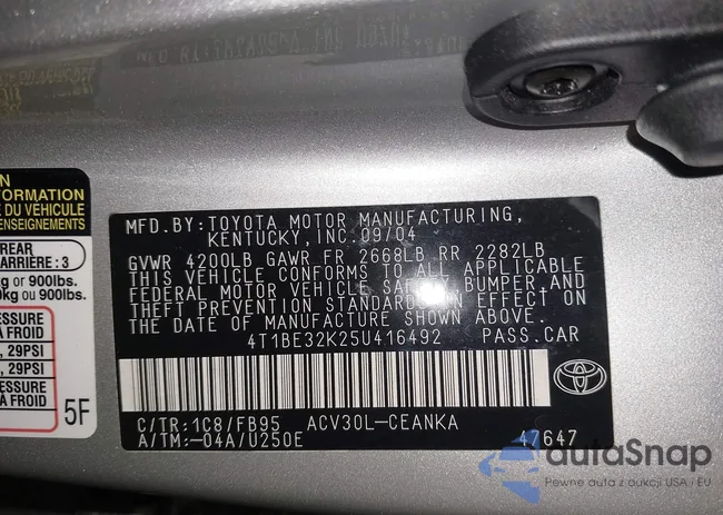 4T1BE32K25U416492: 41633995