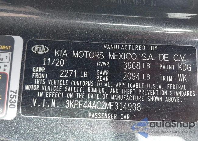 3KPF44AC2ME314938: 41634081