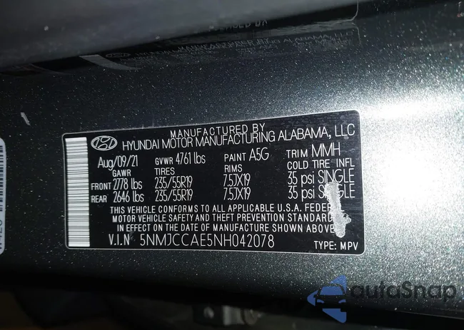 5NMJCCAE5NH042078: 41633413