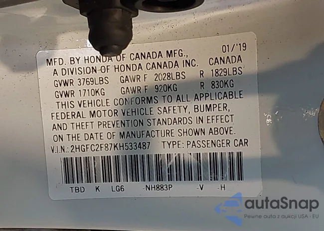 2HGFC2F87KH533487: 41636402