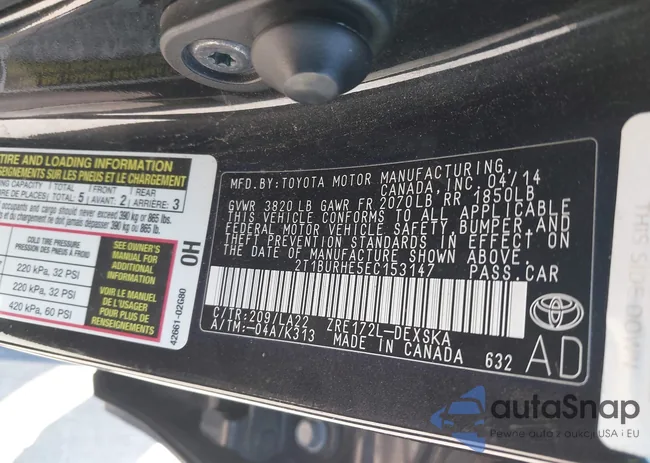 2T1BURHE5EC153147: 41636445