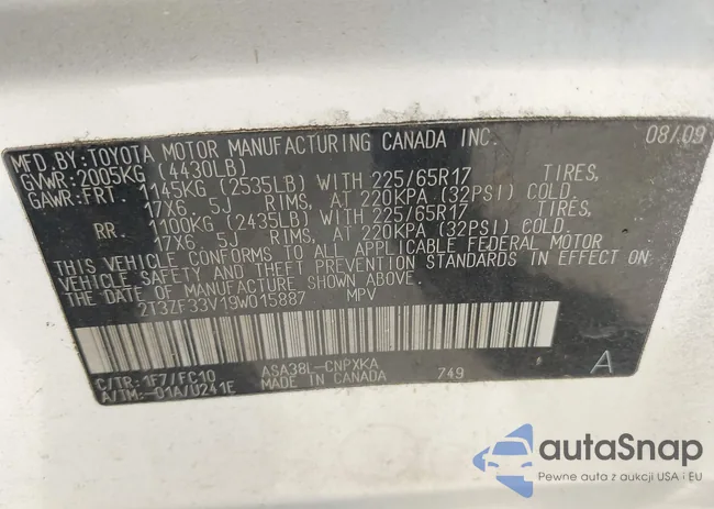 2T3ZF33V19W015887: 41638663