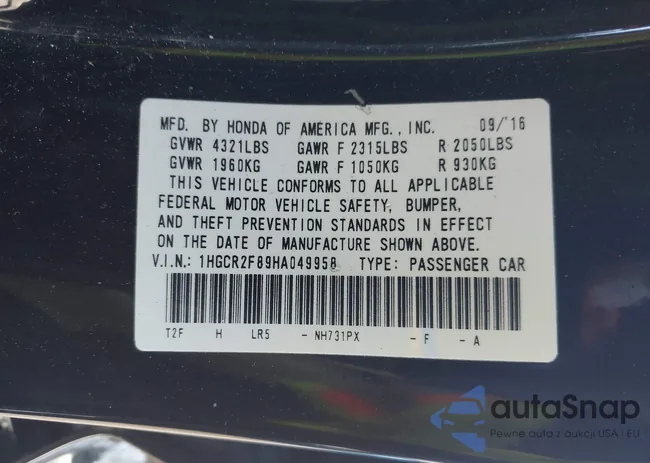 1HGCR2F89HA049958: 41639875