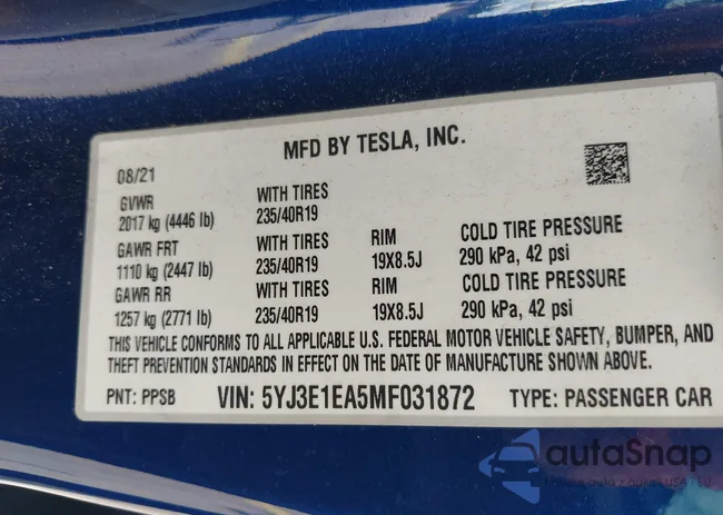 5YJ3E1EA5MF031872: 41639277