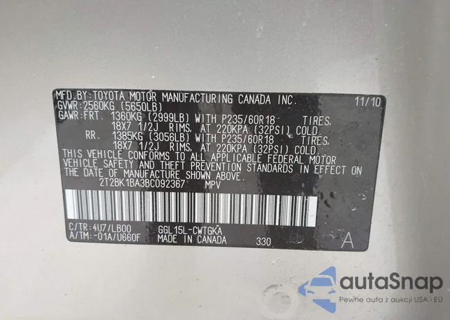 2T2BK1BA3BC092367: 41641965