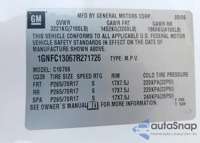 1GNFC13067R271726: 41642041